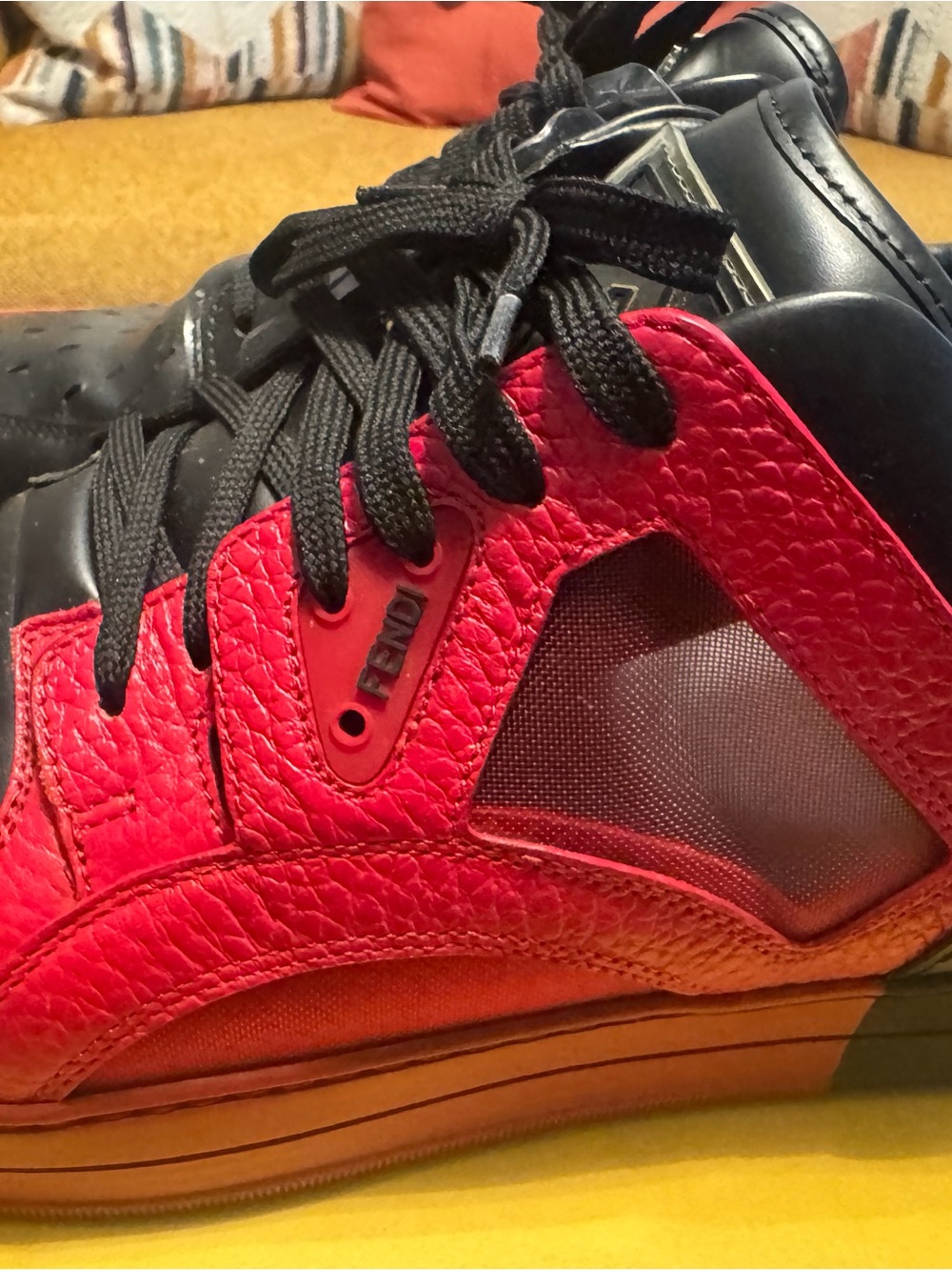 Fendi Red and Black Leather Sneaker